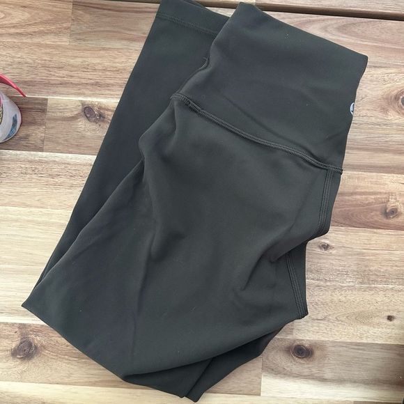 Lululemon Wunder Train High-Rise Crop 21" Dark Olive Leggings - Picture 3 of 4